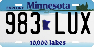 MN license plate 983LUX