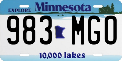 MN license plate 983MGO