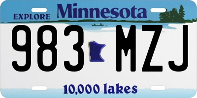 MN license plate 983MZJ