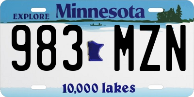 MN license plate 983MZN