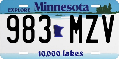 MN license plate 983MZV