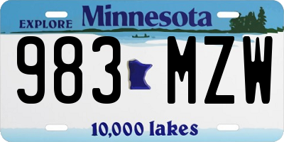 MN license plate 983MZW