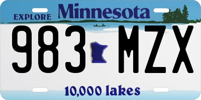 MN license plate 983MZX