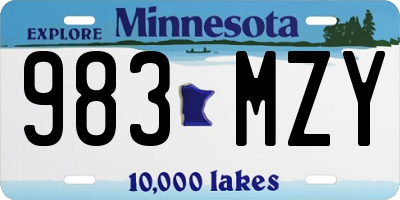 MN license plate 983MZY