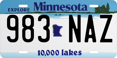 MN license plate 983NAZ