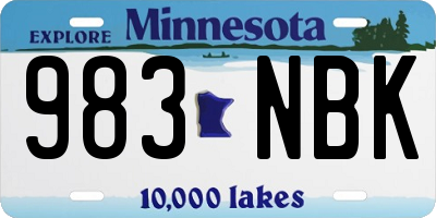 MN license plate 983NBK