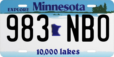 MN license plate 983NBO