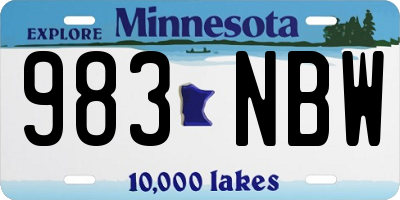MN license plate 983NBW
