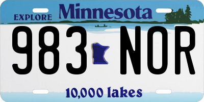 MN license plate 983NOR