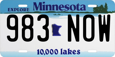 MN license plate 983NOW