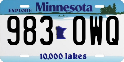 MN license plate 983OWQ