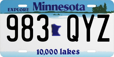 MN license plate 983QYZ