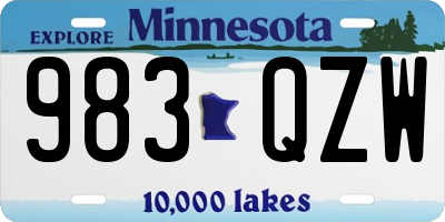 MN license plate 983QZW