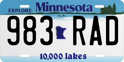 MN license plate 983RAD