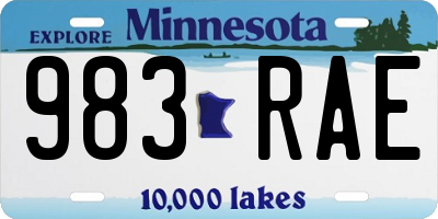MN license plate 983RAE