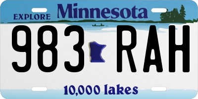 MN license plate 983RAH
