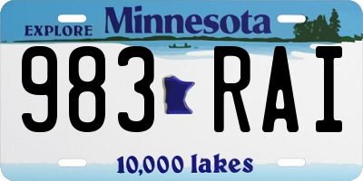 MN license plate 983RAI