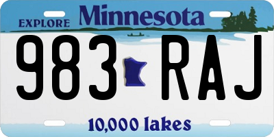 MN license plate 983RAJ