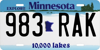 MN license plate 983RAK