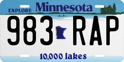 MN license plate 983RAP