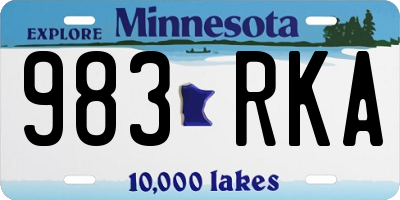 MN license plate 983RKA
