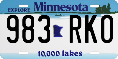 MN license plate 983RKO