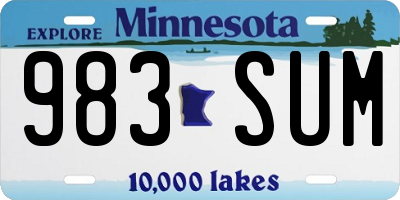 MN license plate 983SUM