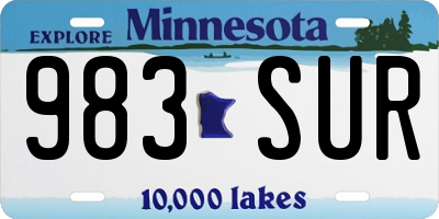 MN license plate 983SUR