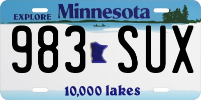 MN license plate 983SUX