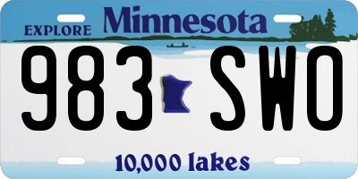 MN license plate 983SWO