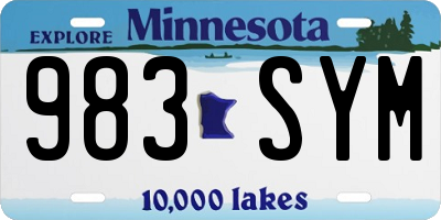 MN license plate 983SYM