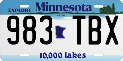 MN license plate 983TBX