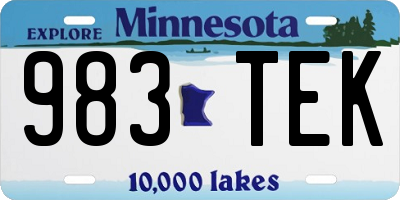 MN license plate 983TEK