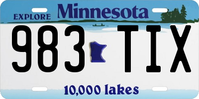 MN license plate 983TIX