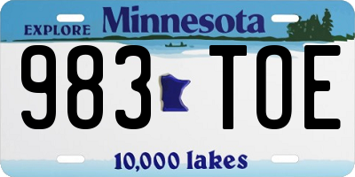 MN license plate 983TOE
