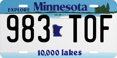 MN license plate 983TOF