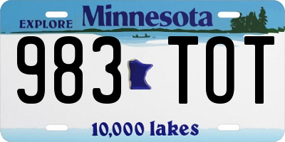 MN license plate 983TOT