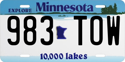 MN license plate 983TOW