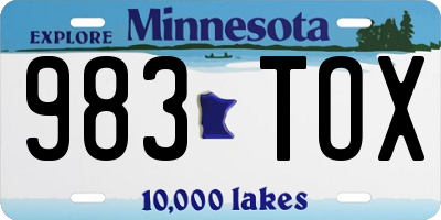 MN license plate 983TOX