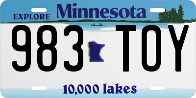 MN license plate 983TOY