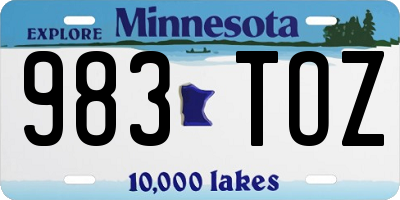 MN license plate 983TOZ