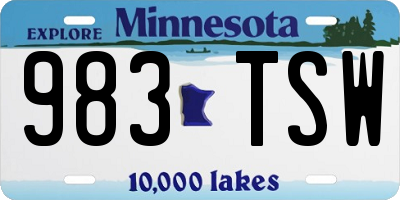 MN license plate 983TSW