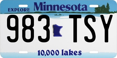 MN license plate 983TSY