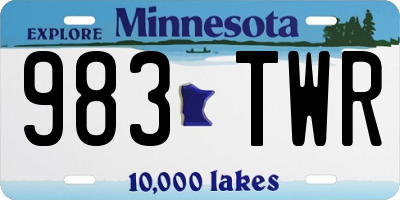 MN license plate 983TWR