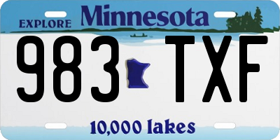 MN license plate 983TXF