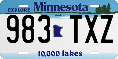 MN license plate 983TXZ