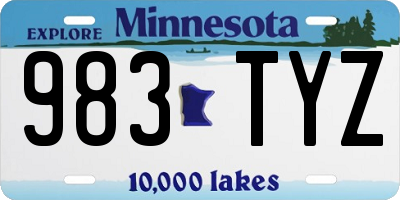 MN license plate 983TYZ