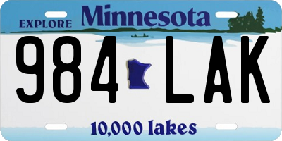 MN license plate 984LAK