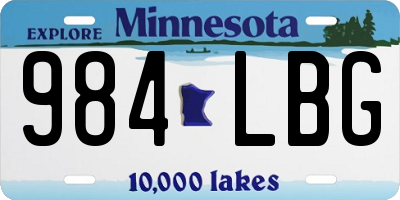 MN license plate 984LBG