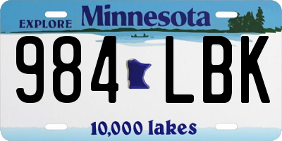 MN license plate 984LBK